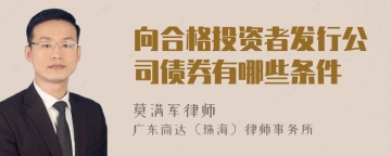 向合格投资者发行公司债券有哪些条件