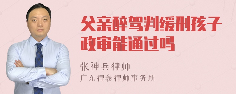 父亲醉驾判缓刑孩子政审能通过吗