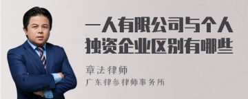 一人有限公司与个人独资企业区别有哪些