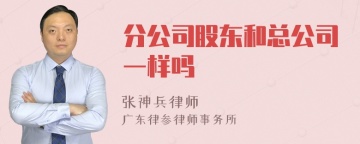 分公司股东和总公司一样吗