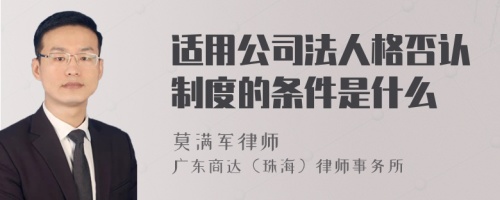 适用公司法人格否认制度的条件是什么