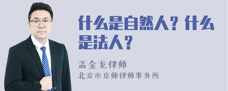 什么是自然人？什么是法人？