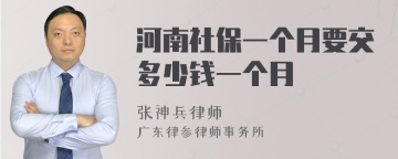 河南社保一个月要交多少钱一个月