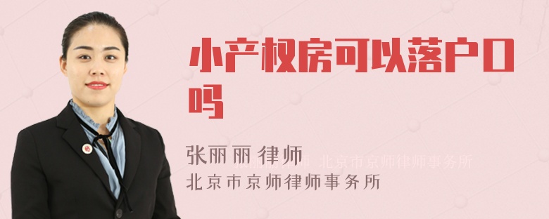 小产权房可以落户口吗