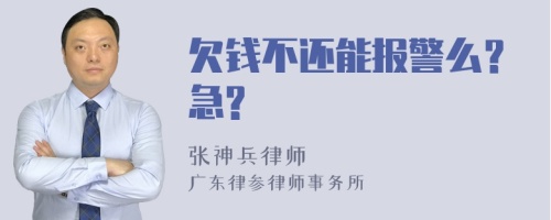 欠钱不还能报警么？急?