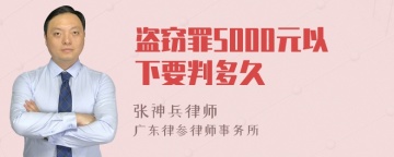 盗窃罪5000元以下要判多久