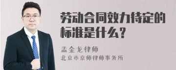 劳动合同效力待定的标准是什么？