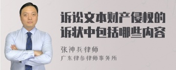 诉讼文本财产侵权的诉状中包括哪些内容