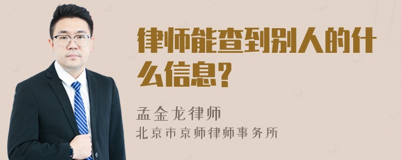 律师能查到别人的什么信息?