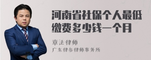 河南省社保个人最低缴费多少钱一个月