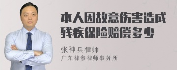 本人因故意伤害造成残疾保险赔偿多少