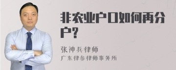 非农业户口如何再分户?