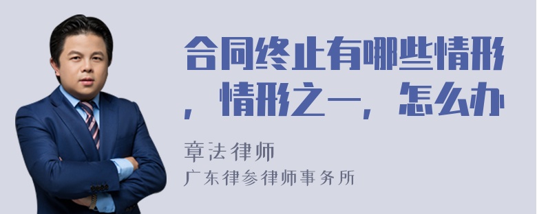 合同终止有哪些情形，情形之一，怎么办