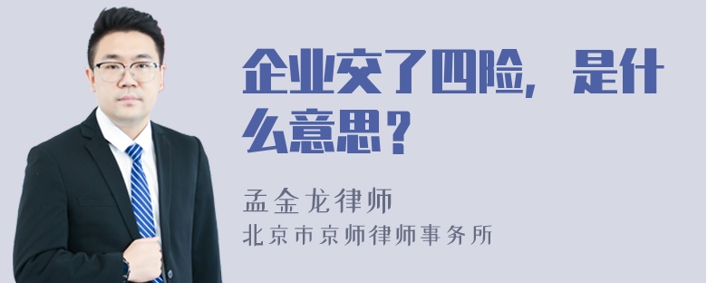 企业交了四险，是什么意思？