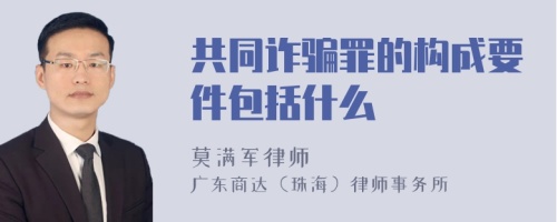 共同诈骗罪的构成要件包括什么