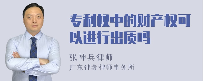 专利权中的财产权可以进行出质吗