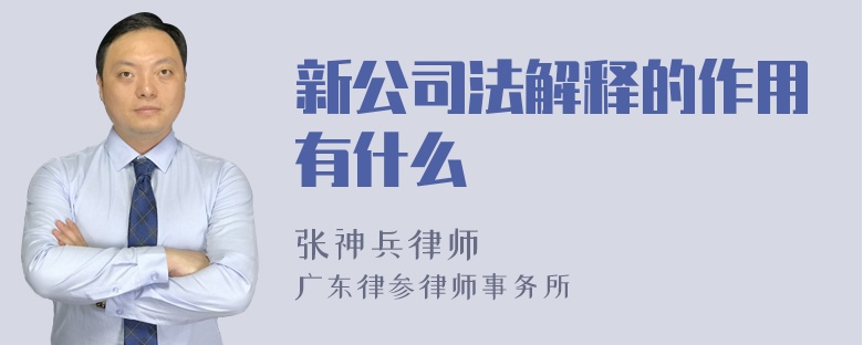 新公司法解释的作用有什么