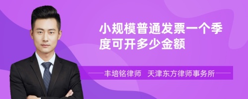 小规模普通发票一个季度可开多少金额