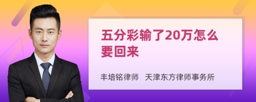 五分彩输了20万怎么要回来