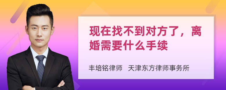 现在找不到对方了，离婚需要什么手续