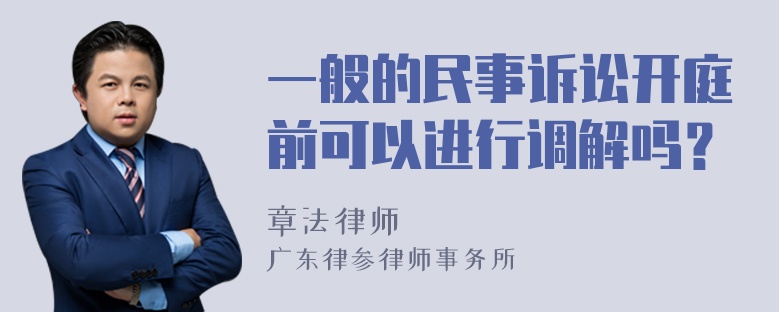 一般的民事诉讼开庭前可以进行调解吗？