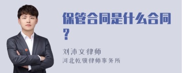 保管合同是什么合同？