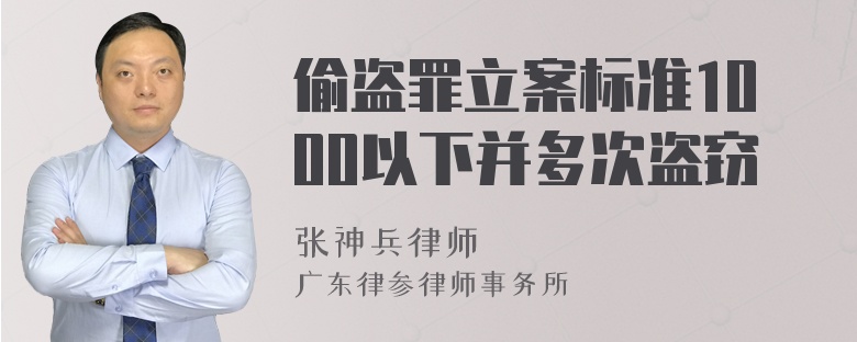 偷盗罪立案标准1000以下并多次盗窃