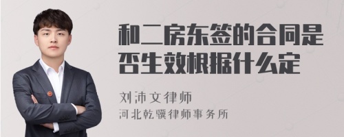 和二房东签的合同是否生效根据什么定