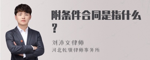 附条件合同是指什么？