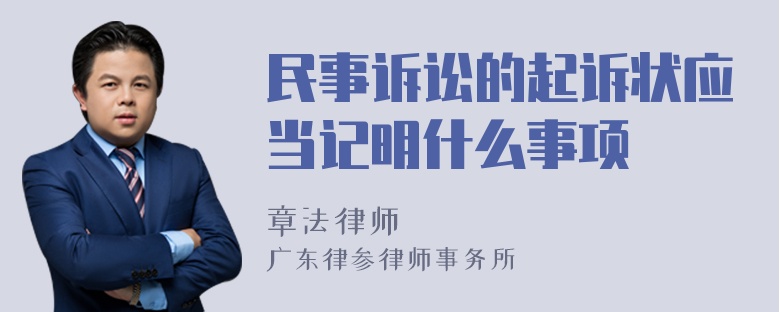 民事诉讼的起诉状应当记明什么事项