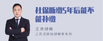 社保断缴5年后能不能补缴