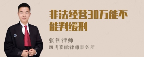 非法经营30万能不能判缓刑