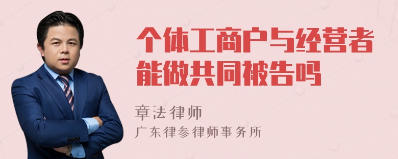 个体工商户与经营者能做共同被告吗
