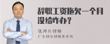 辞职工资拖欠一个月没给咋办？