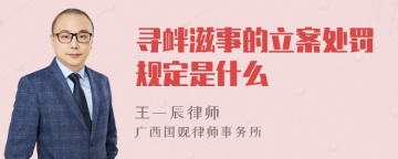 寻衅滋事的立案处罚规定是什么