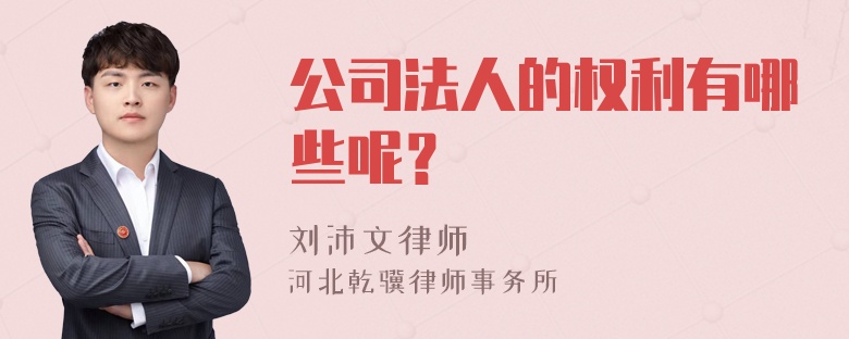 公司法人的权利有哪些呢？