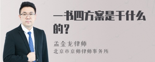 一书四方案是干什么的？