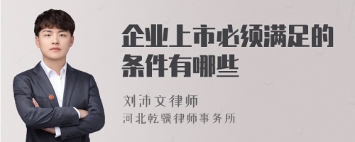 企业上市必须满足的条件有哪些