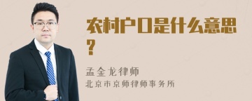 农村户口是什么意思?