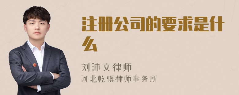 注册公司的要求是什么