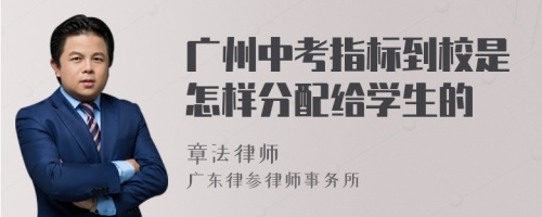 广州中考指标到校是怎样分配给学生的