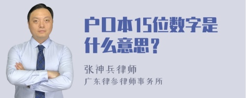 户口本15位数字是什么意思？