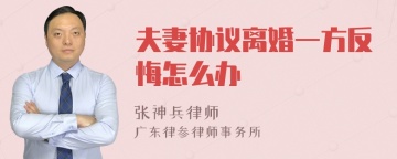 夫妻协议离婚一方反悔怎么办