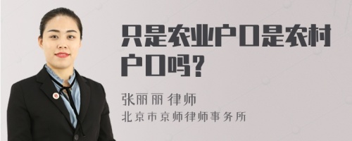 只是农业户口是农村户口吗？