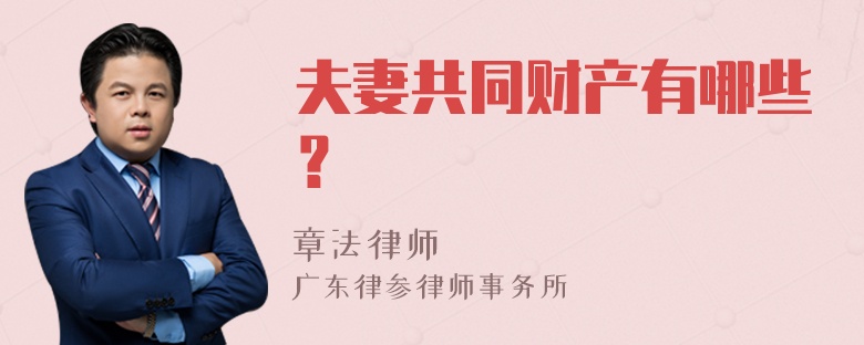 夫妻共同财产有哪些？