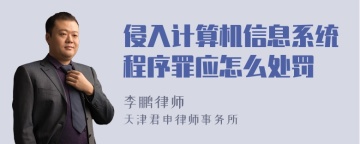 侵入计算机信息系统程序罪应怎么处罚