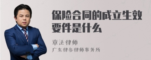 保险合同的成立生效要件是什么