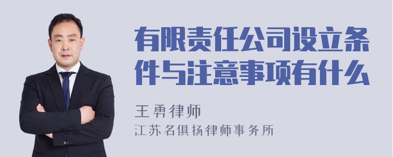 有限责任公司设立条件与注意事项有什么