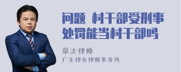 问题 村干部受刑事处罚能当村干部吗