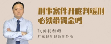 刑事案件开庭判缓刑必须带罚金吗